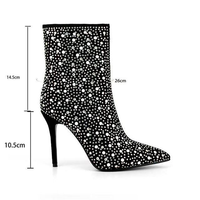 Crystal Chic Thin High Heeled Boots