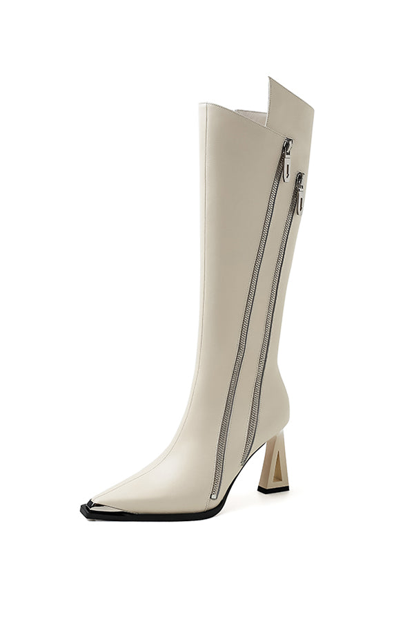 Luxury Leather Pointed Toe Tall Boots