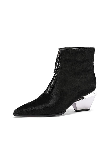 Chic Cow Leather Pointed High-Heel Boots