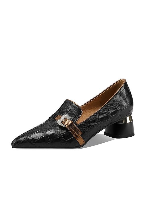 LuxeLeather Exotic Pointed Toe Slip-On Heels