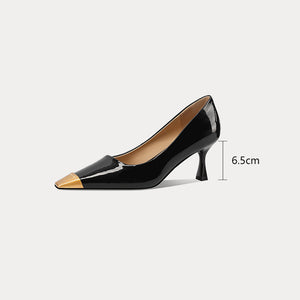 CrocoGlam Square Toe Slip-On Metal Heel Pumps