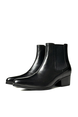 Chic Leather Pointed Toe Chelsea Boots