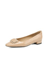 Patent Chic Square Toe Low Heel Single Shoes