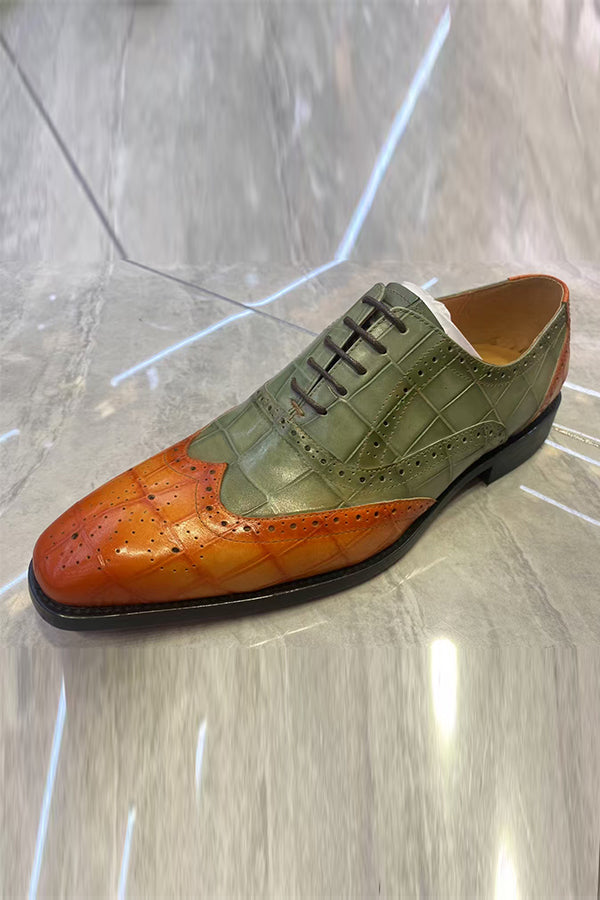 Elegant Carved British Leather Oxfords