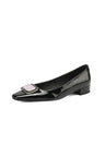 Patent Chic Square Toe Low Heel Single Shoes