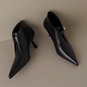 Elegantluxe Cow Leather Pointed Toe High Heeled Boots - FINAL SALE