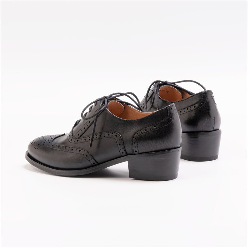 LuxeLeather Chic Retro Oxfords Round Heel