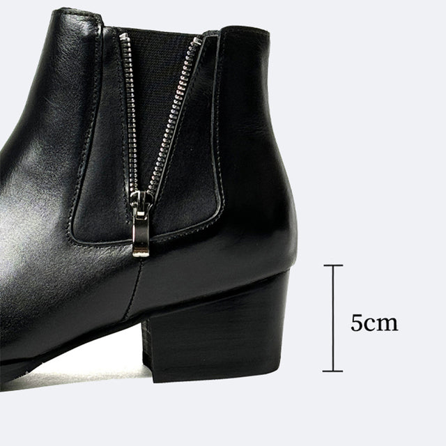 LuxeZip Genuine Leather Zipper Ankle Boots