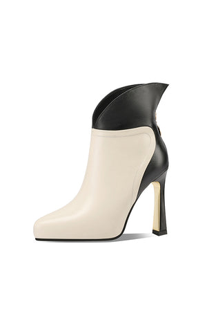 AlliChic Pointed Toe Platform Heel Ankle Boots