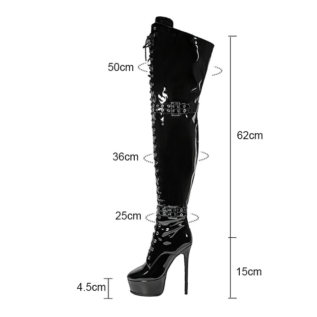 LuxeExo Pointed Toe High Heel Platform Long Boots