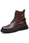 AlliLux Leather Alligator Fur Lace Up Boots