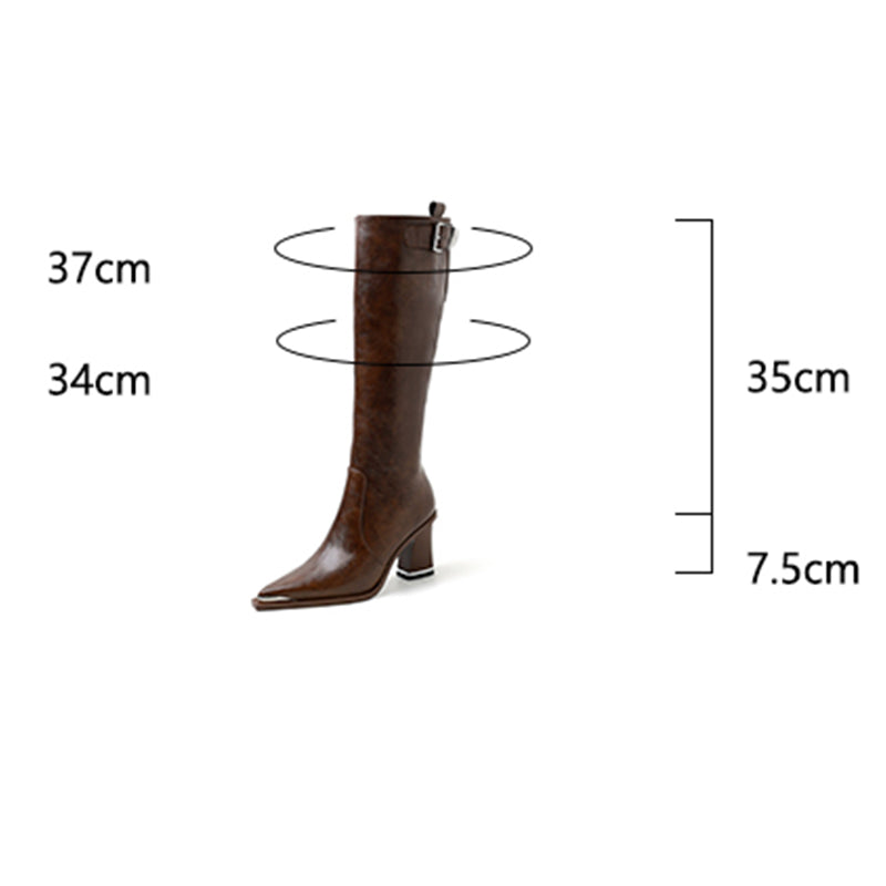 Luxury Leather Pointed Toe Tall Boots