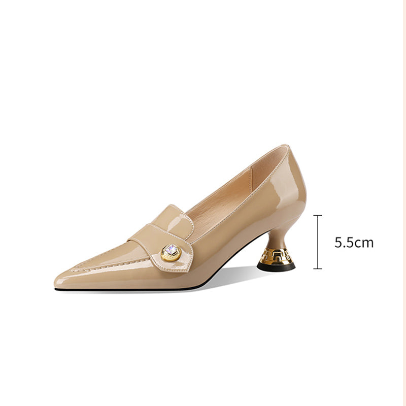 Chic Embossed Pointed Toe Slip-on Pumps