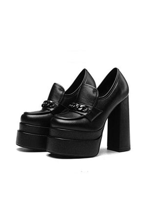 Chic Round Toe Slip-ons Platform Pumps