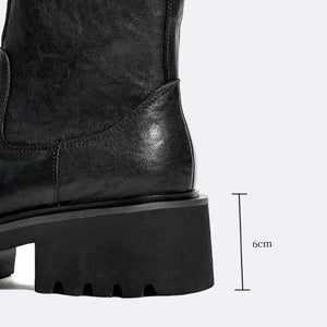 Cow Leather Chic Zipper Vintage Middle Boots