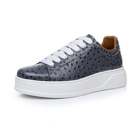LuxeLeather Ostrich Textured Lace-up Platform Sneakers