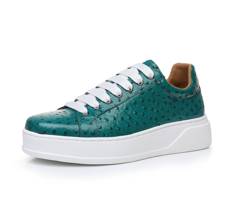 LuxeLeather Ostrich Textured Lace-up Platform Sneakers