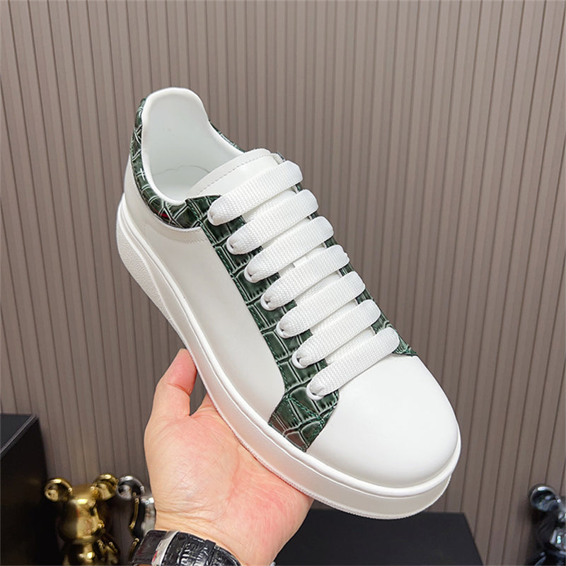 LuxeCroco Platform Lace-up Stitching Exotic Sneakers