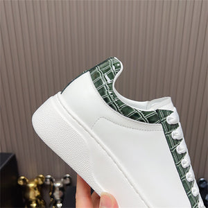 LuxeCroco Platform Lace-up Stitching Exotic Sneakers
