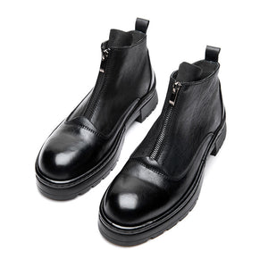 ClassicCow Leather Zip Luxury Ankle Boots