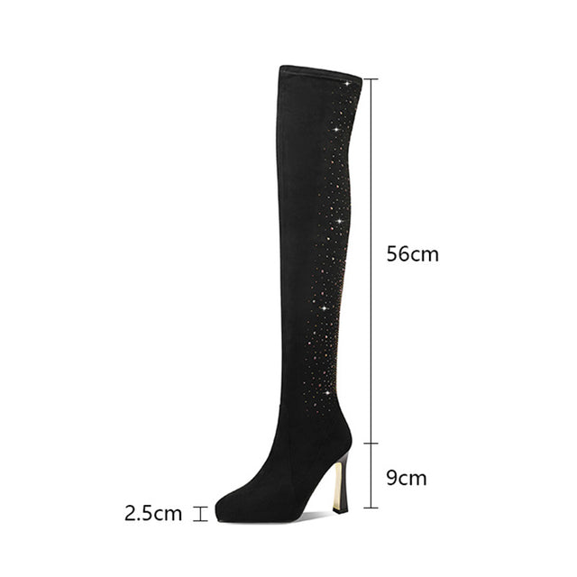 AlliCharm Leather Suede Knee High Boots