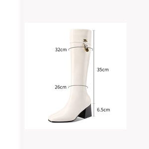 LeatherLux Chic Square Toe Winter Boots