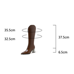 Luxury Leather Pointed Toe Tall Boots