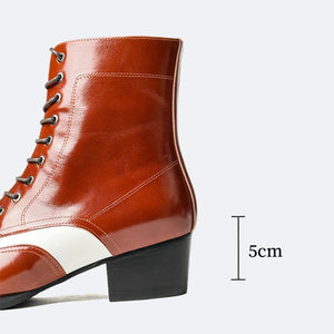 Chic Genuine Leather Square Toe Dress Boots