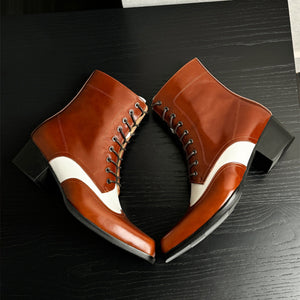 Chic Genuine Leather Square Toe Dress Boots