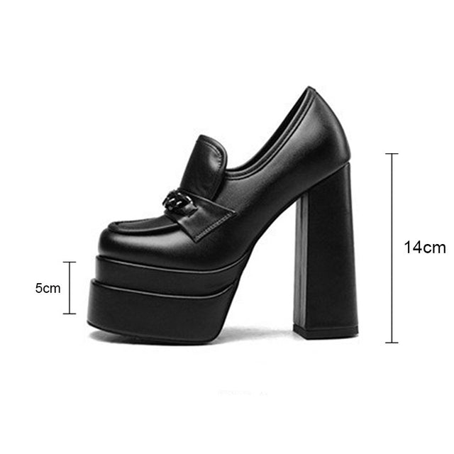 Chic Round Toe Slip-ons Platform Pumps