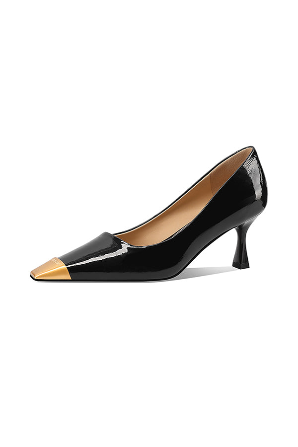 Celestova CrocoGlam Square Toe Metal Pumps