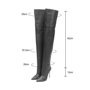 LuxeLeather Pointed Toe High Heel Long Boots