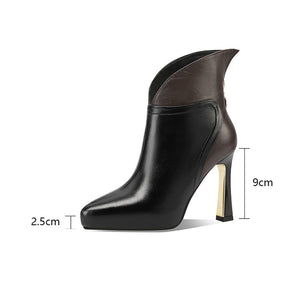 AlliChic Pointed Toe Platform Heel Ankle Boots