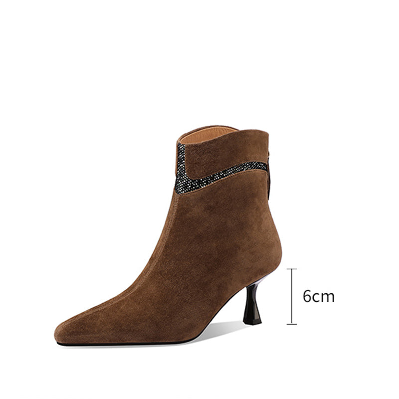 Chic Suede Pointed Toe Zip High Heel Boots