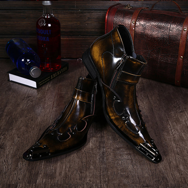 Exotic Metal Toe Western Party Leather Boots