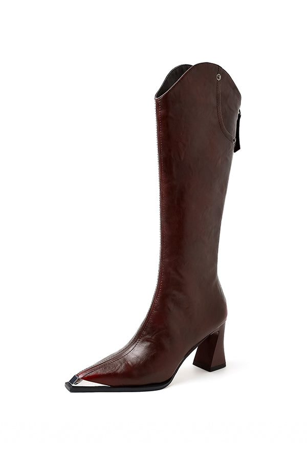 Knightly Elegance Genuine Leather Tall Boots