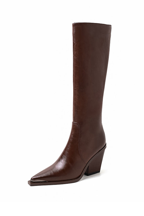 Knightly Elegance Genuine Leather Tall Boots