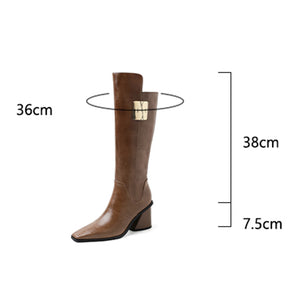 Knightly Elegance Genuine Leather Tall Boots