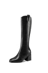 LeatherLux Chic Square Toe Winter Boots