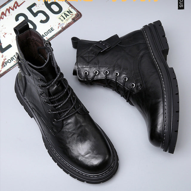 AlliLux Leather Alligator Fur Lace Up Boots