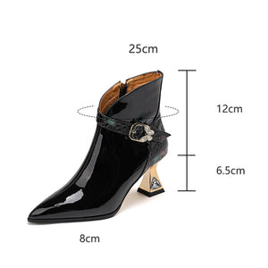 CrocLuxe Pointed Toe Leather Ankle Boots