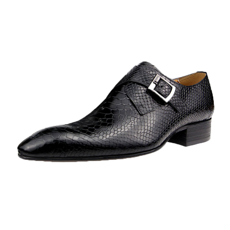 ChicLeather Embossed Monkstrap Dress Shoes