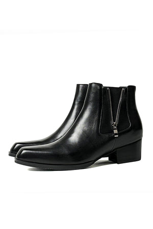 LuxeZip Genuine Leather Zipper Ankle Boots