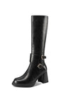 LeatherLux Chic Square Toe Winter Boots