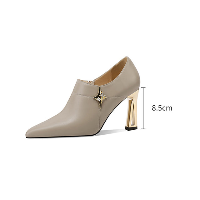 AlliLuxe Classic Pointed Toe Elegant Heel Shoes