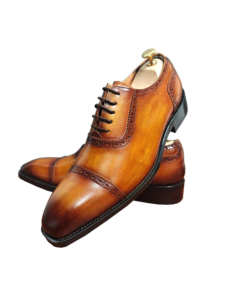 LeatherLux Round-Toe Genuine Elegance Dress Shoes