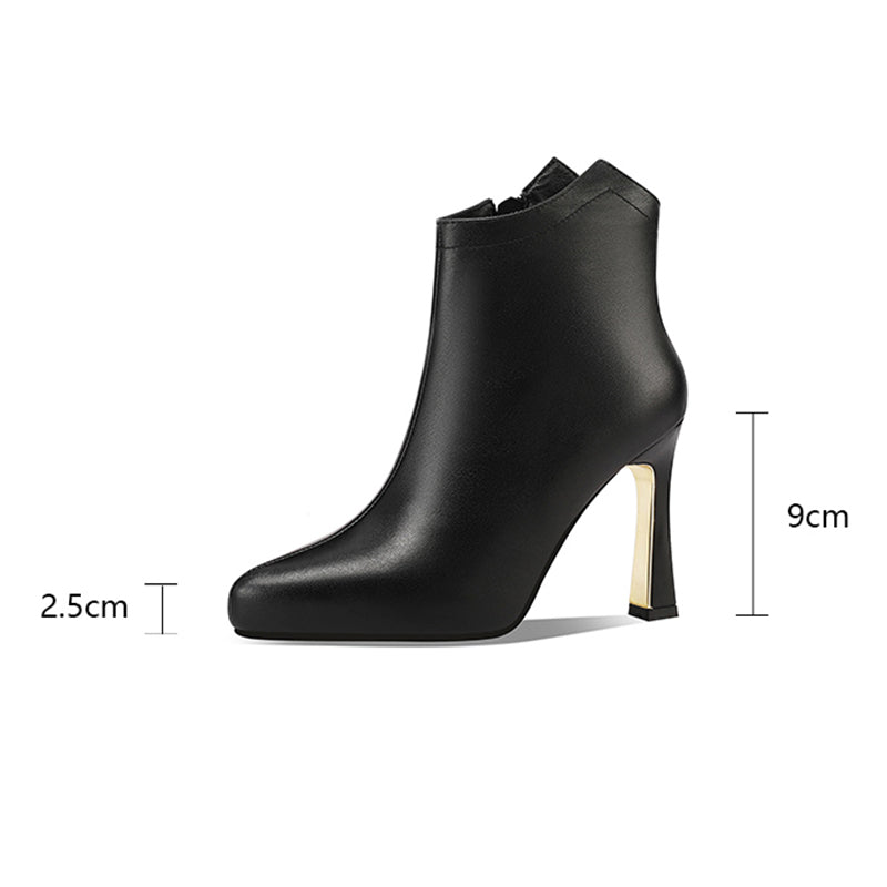 AlliChic Pointed Toe Platform Heel Ankle Boots