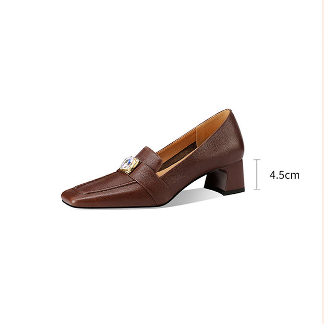 Chic LeatherLux Square Toe Low-med Heels