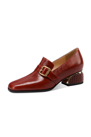 Chic LeatherLux Square Toe Low-med Heels