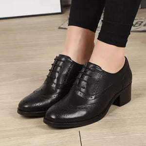 LuxeLeather Chic Retro Oxfords Round Heel